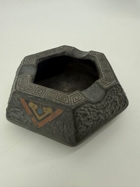 Antique Nippon Pottery Ashtray Geometric Design Japan 4" Vintage Trinket Dish